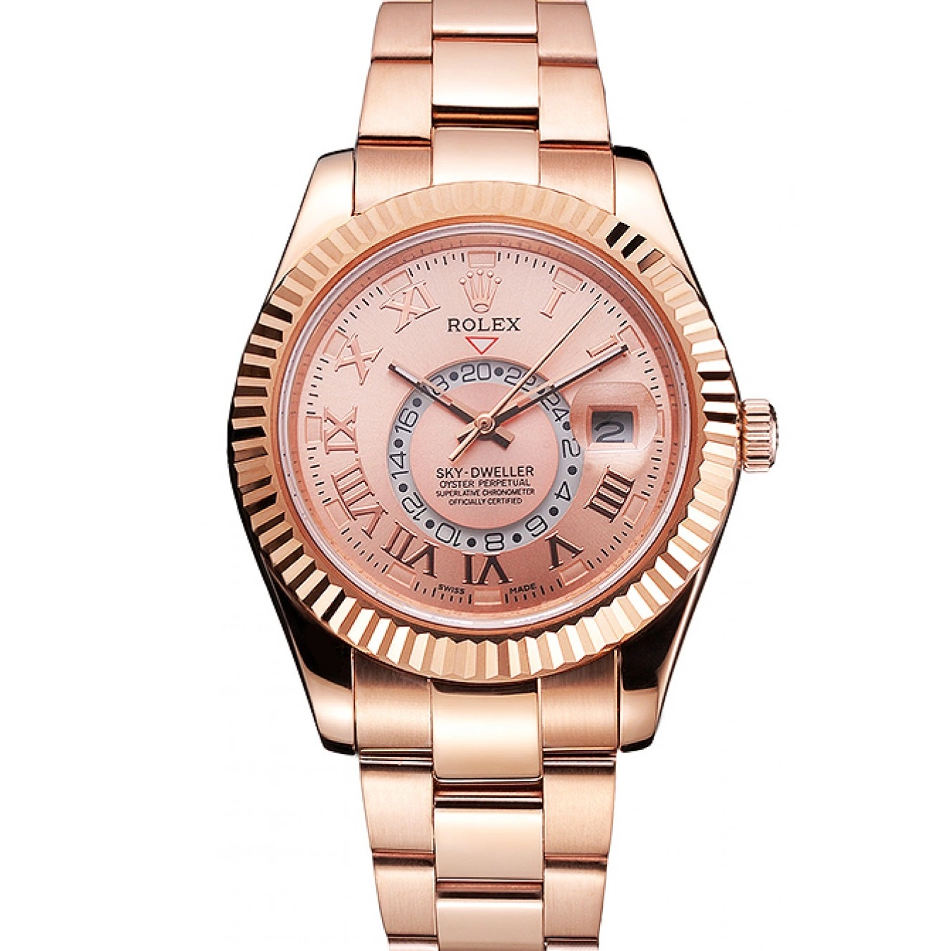MiroTime 0722 Rolex Sky Dweller Rose Gold Dial Rose Gold Case And Bracelet